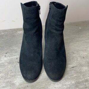 Le Chateau Suede Ankle Boots Women Size 38 Black Good Block Heel Zip Up Booties
